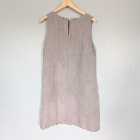 Lungo L'Arno 100% Linen Taupe Sleeveless Shift Dress size XS - Picture 2 of 4